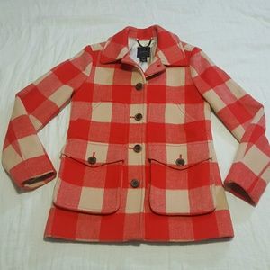 J. Crew Buffalo Plaid Stadium-Cloth Car Coat Size 00